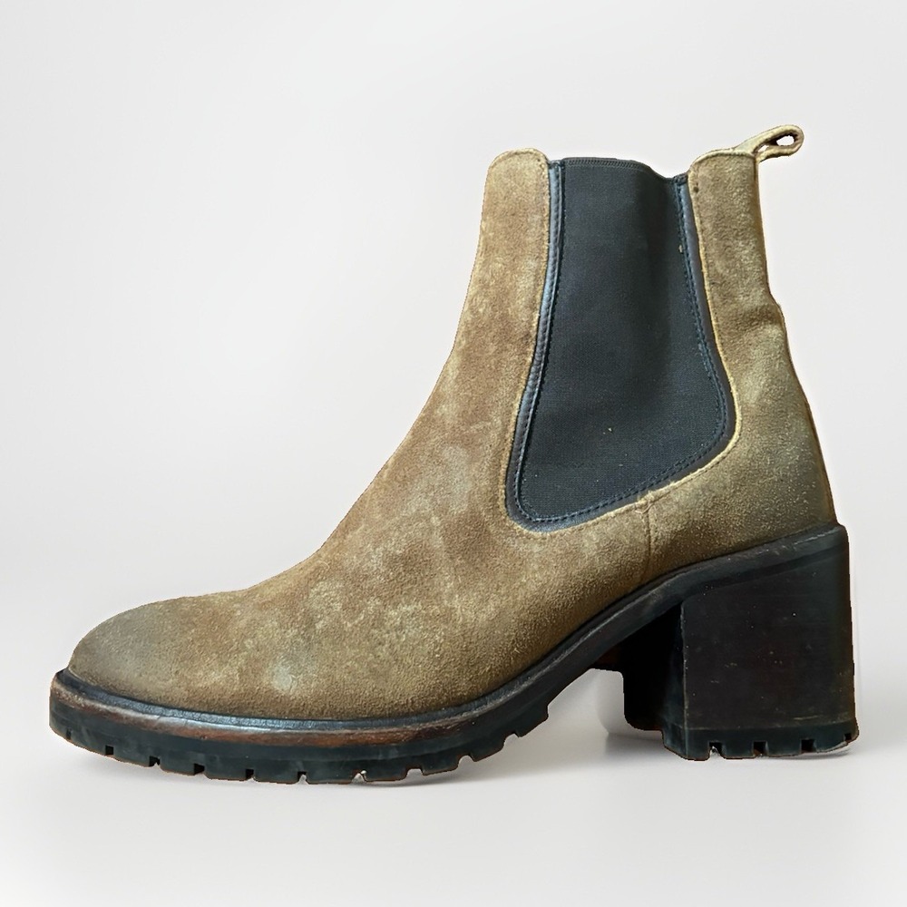 Thursday Boot Co Knockout High Heel Chelsea Boots Size 9 Safari Suede